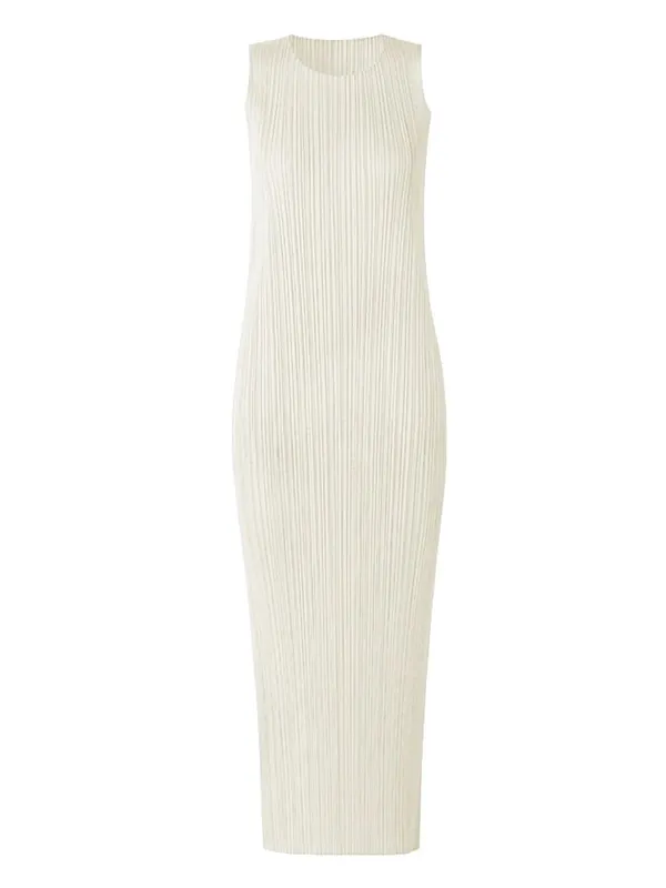 Miyake Pleated 여성 드레스 여름 민소매 긴 클래식 한국 패션 캐주얼 우아한 여성 Lce 워터 블루 비치 드레스 TP5045