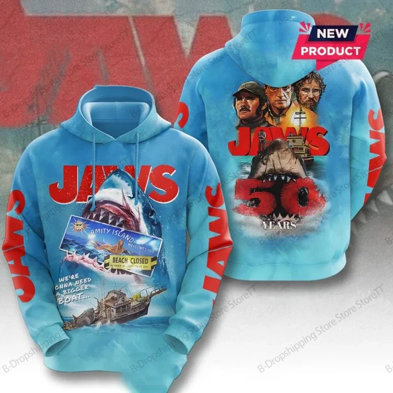 Men Hoodies Jaws Horror Film 3d Print Hoodie Men Women Fashion Hoodies Casual Hoodie Sweatshirt Shark Coat Sudadera Men Clothing — image 3