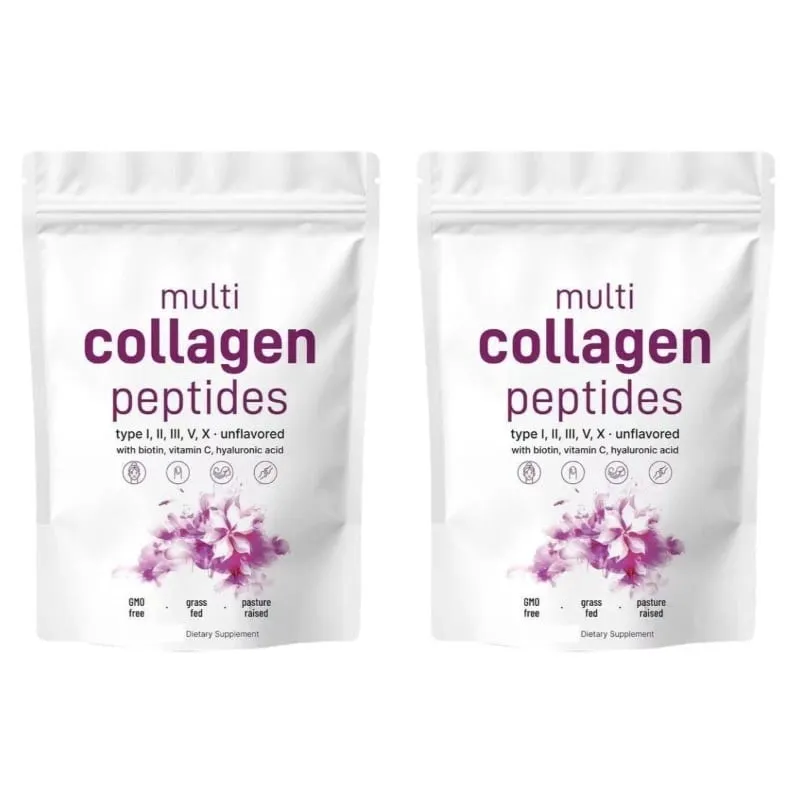 Multikolagenové peptidy v prášku Typy I II III V s biotinem, vitaminem C a kyselinou hyaluronovou pro podporu kožních nehtů pro muže, ženy — image 8