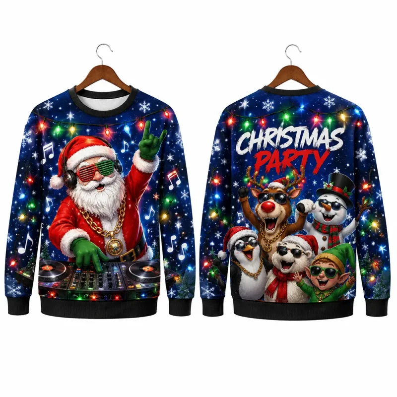 Funny Santa Ugly Christmas Sweatshirt Men Women 3D Print Crewneck Long Sleeve Xmas Party Pullover Holiday Gift Winter Streetwear — image 2