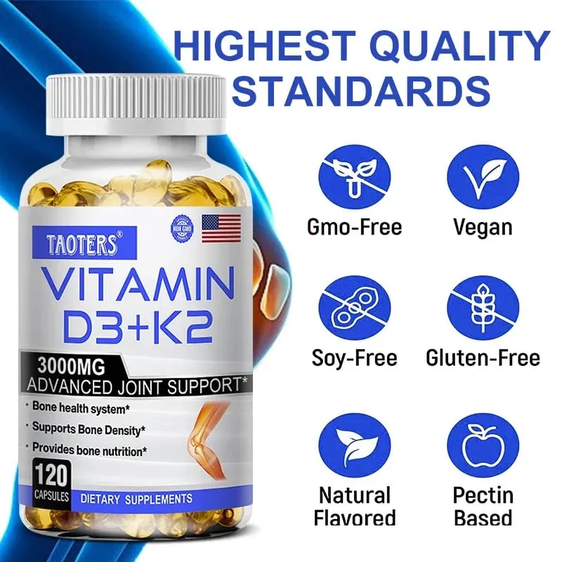 3000 mg Suplement zdrowotny Witamina D3 + K2 - Suplement wapnia dla precyzji kości i ogólnego stanu zdrowia