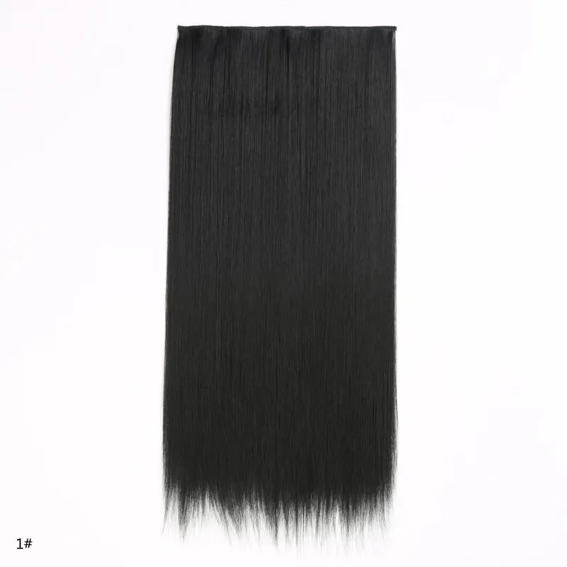 Hairpiece 5-Clips One Piece Clip-In Hair Extension Long Straight Hair Voluminous Natural Soft Synthetic Hair for Women Daily Use