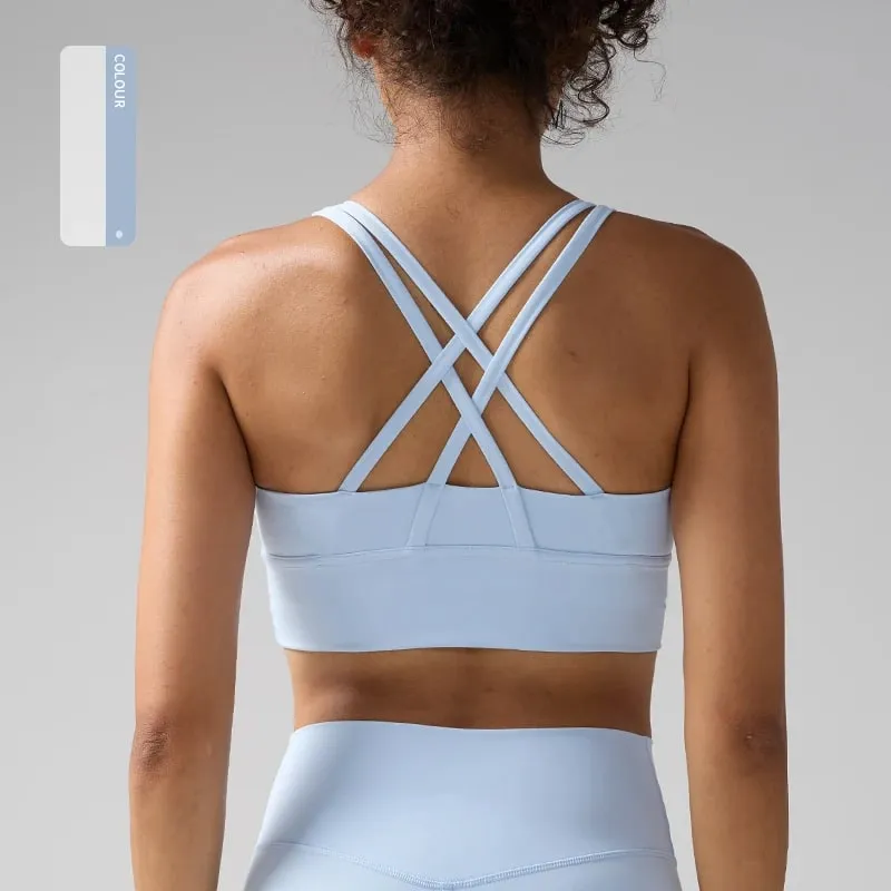 Solid Color Women Women Fitness Yoga Bras Race Back Sports Bras Nylon Top Women Bra Sexy Breathable Underwear For Women Gym