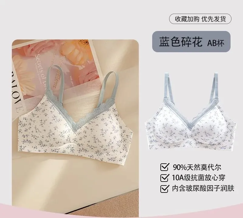 Purely desirable French-style floral lace lingerie for women with small busts designed to enhance the bust gather side breasts
