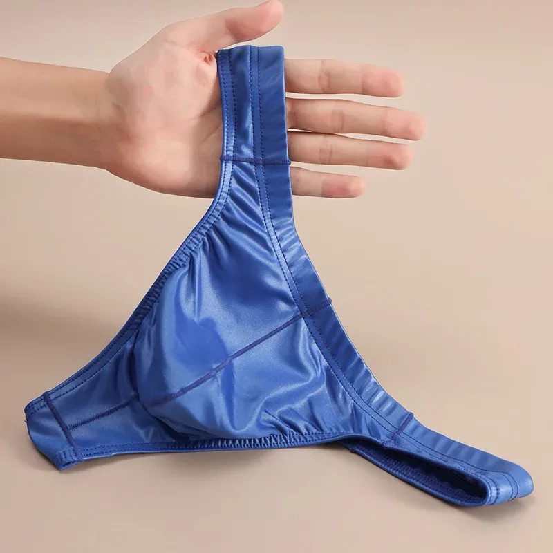 Men Faux Leather Sexy Sissy Briefs G-string Thong T-Back Large Pouch Soft Very Hot Lingerie Underwear For Man Unisex Panties — image 5