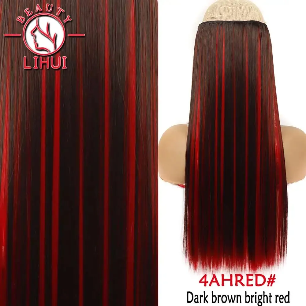 Synthetische natürliche synthetische Haarverlängerungen, 5 Clip-in-künstliche gefälschte Ombre-Blond-Braun-Schwarz-Rosa-gerade falsche Haarteile — image 46