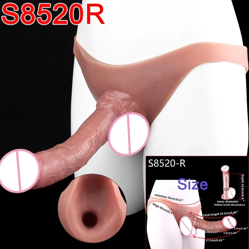 Male Strap-On Long Hollow Dildo Ultra Realistic Penis Extend Sleeve Pants насадка на член Male Cock Cover Sex Toys — image 30