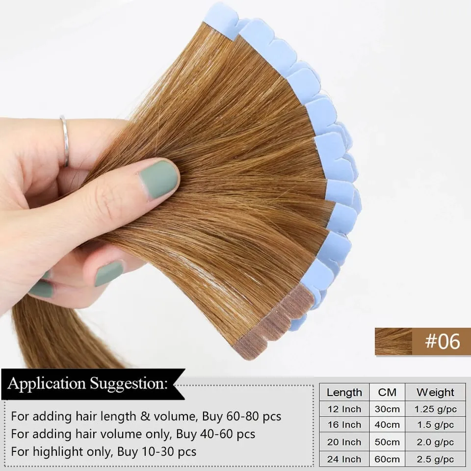 Mini Tape In Hair Extensions Human Hair PU Skin Weft Machine-Remy Straight Tape in Extensions 10pcs For Side Hair Tape ins