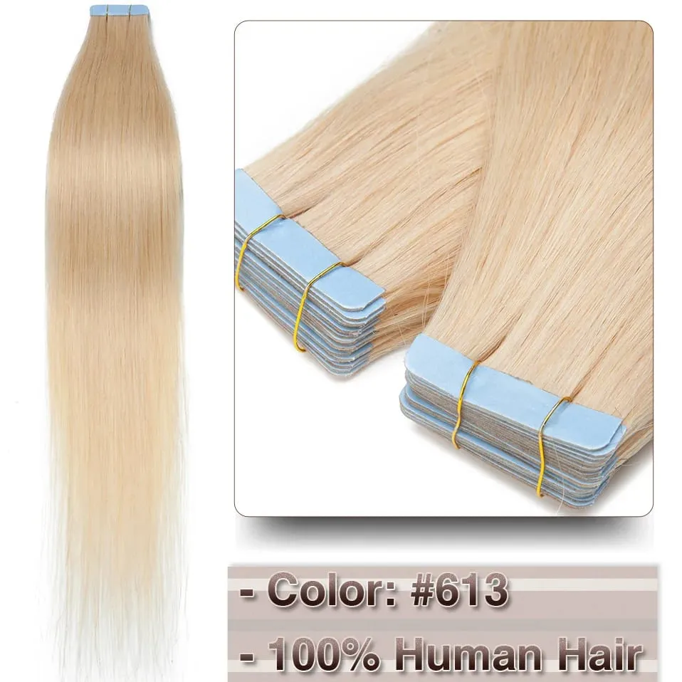 Double Stitched Tape in Human Hair Extensions Straight Invisible Seamless Skin Weft Tape In Hair Extensions For Women