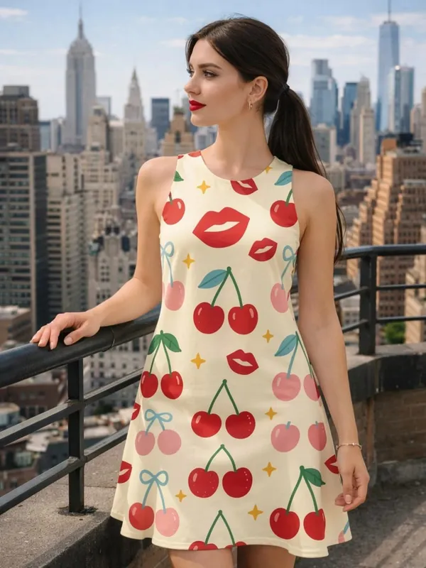 Womens Floral Sleeveless A Line Mini Dress Round Neck Fresh Sundress for Outdoor Brunch Beach Walk and Everyday Wear Comfort — image 12