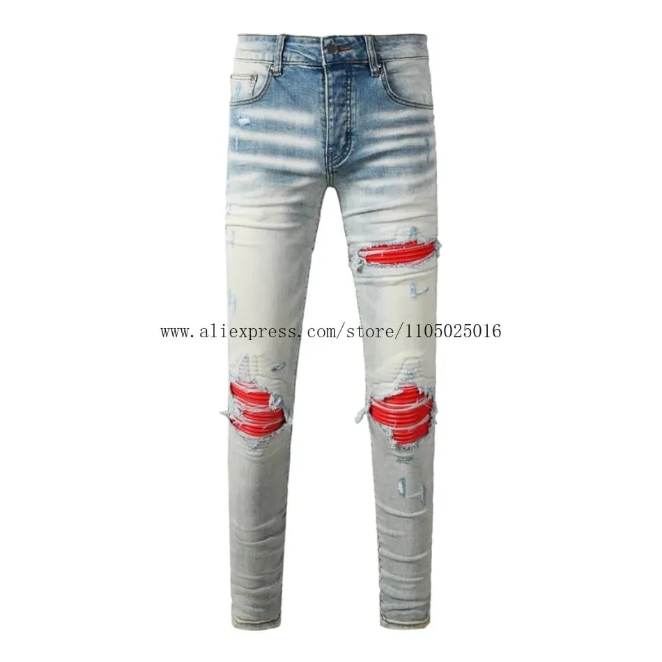 Fashion Americans Brands Men's Jeans Luxury Streetwear Holes Long Trousers Quality Male Stretch Slim Pants Skinny Trousers — image 3