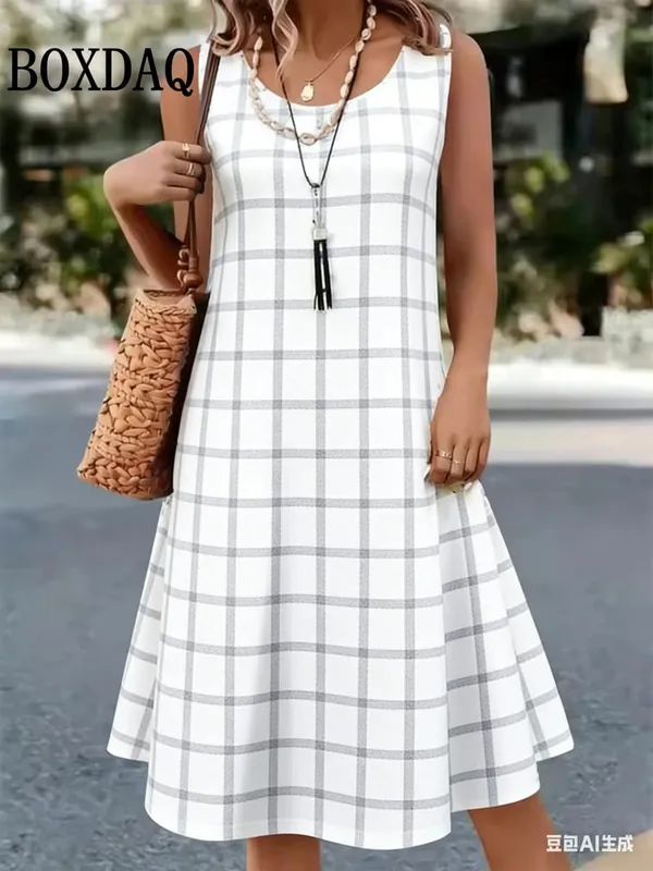 Summer Hot Sale Polka Dot Sleeveless Dress Elegant Women's Fashion 3D Print Mini Dress Casual Round Neck Loose Women's Clothing — image 10