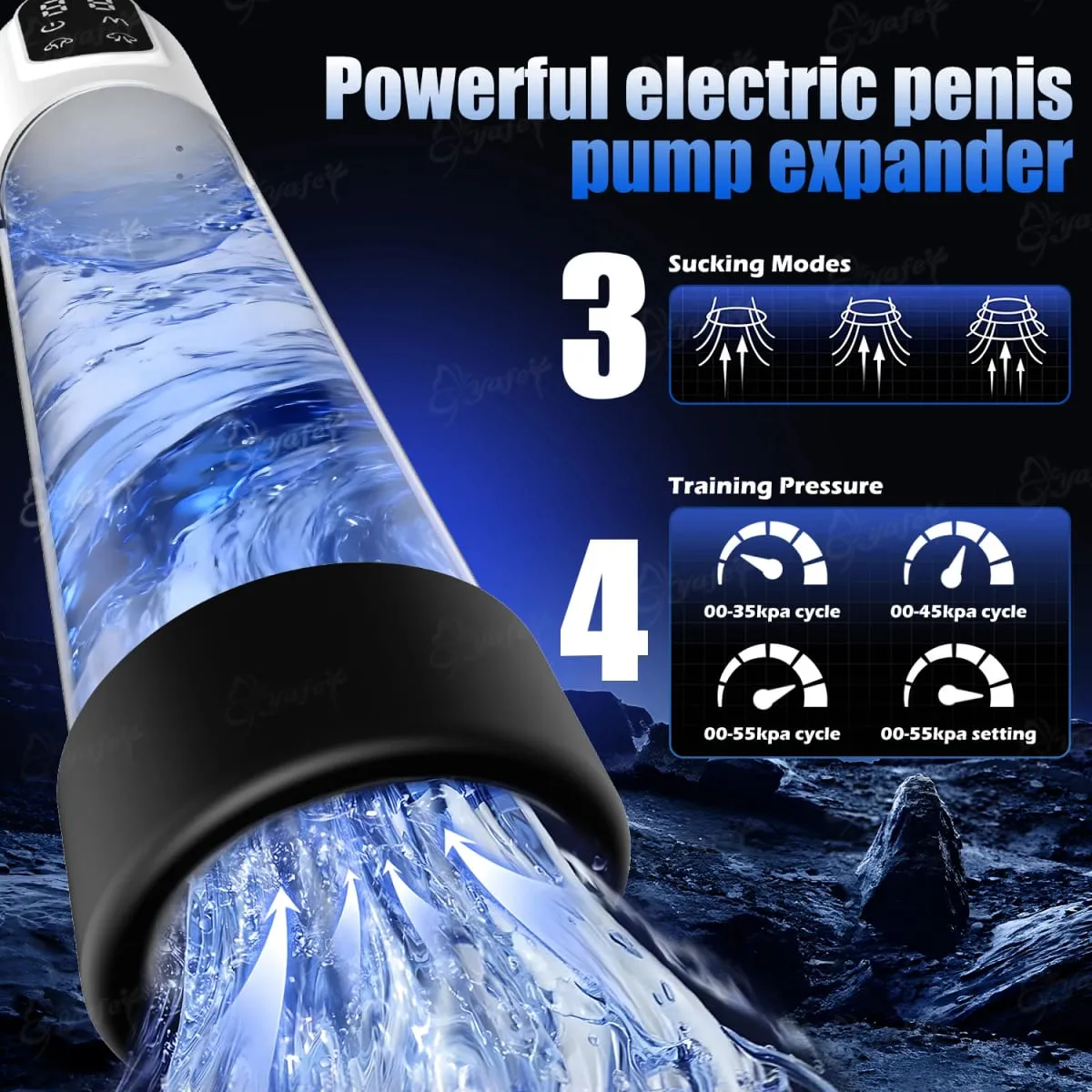 IPX7 Waterproof Electric Penis Pump Male Masturbation Massager Vacuum Suction Delay Ejaculation Trainer Sex Toy For Man