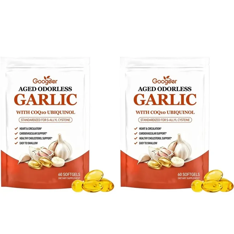 Googeer Aged Odorless Garlic Softgels with CoQ10 Ubiquinol Vitamin K2 MK-7 Heart Circulation Energy Immune Support 60 Count — image 8