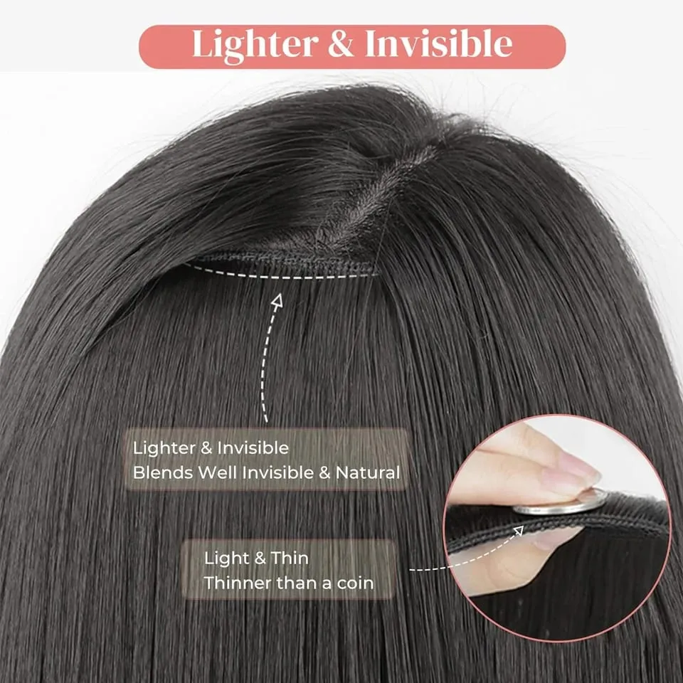 7Pcs/Set Long Straight Clip in Hairpiece Synthetic Clip in Hair Extensions Brown Highlight Blonde Natural Soft Hairpieces — image 5