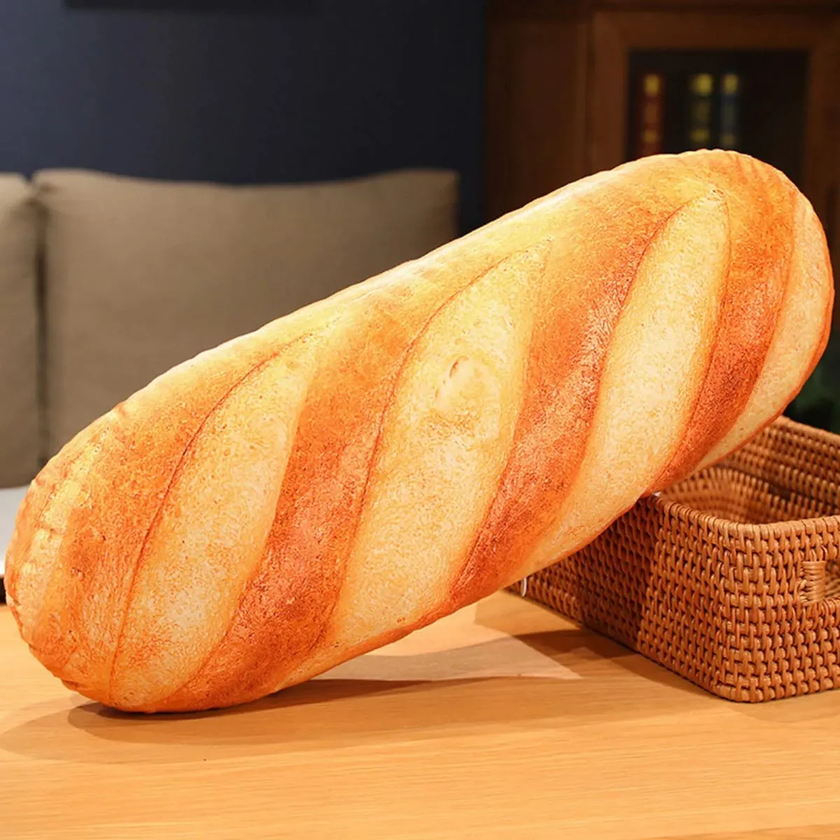 Soft Simulation Bread Pillow Plush Cushion Creative French Baguette Stuffed Toy Long Nap Mat for Home Sofa Decor