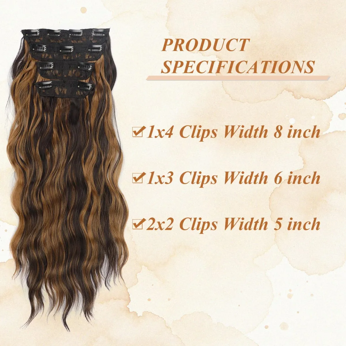 4 Pcs 22 Inch Clip in Hair Extensions Long Synthetic Wavy Curly Hairpieces Layered Soft Invisible Clip Ins Extensions for Women — image 3