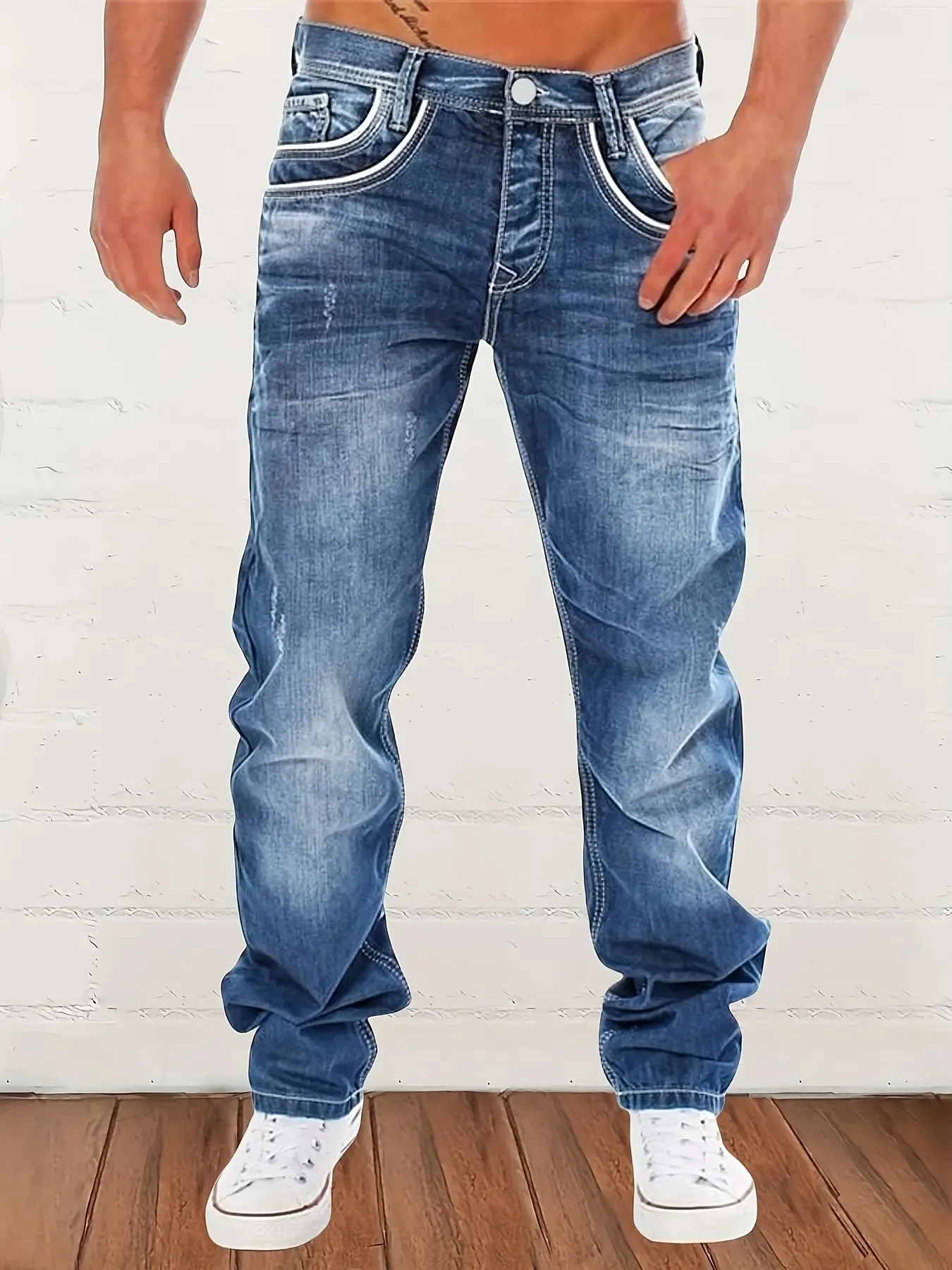 New Men's Retro Loose Casual Straight Leg Jeans Comfortable Classic Fit Men's Denim Pants — image 6