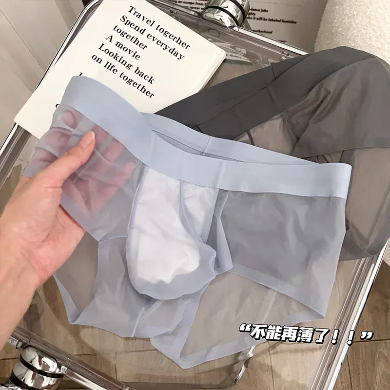 Transparent Men's Briefs Ultra-thin Ice Silk Quick Dry Panties Sexy U Bulge Pouch Man Underwear Breathable Underpants Cuecas — image 17