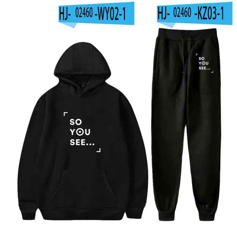 Harajuku Comfortable Funny so you see Print Sweatshirt Sweatpants Suit Men/Women Hoodies+ Trousers Suit Cute 2 Piece Set Clothes — image 17