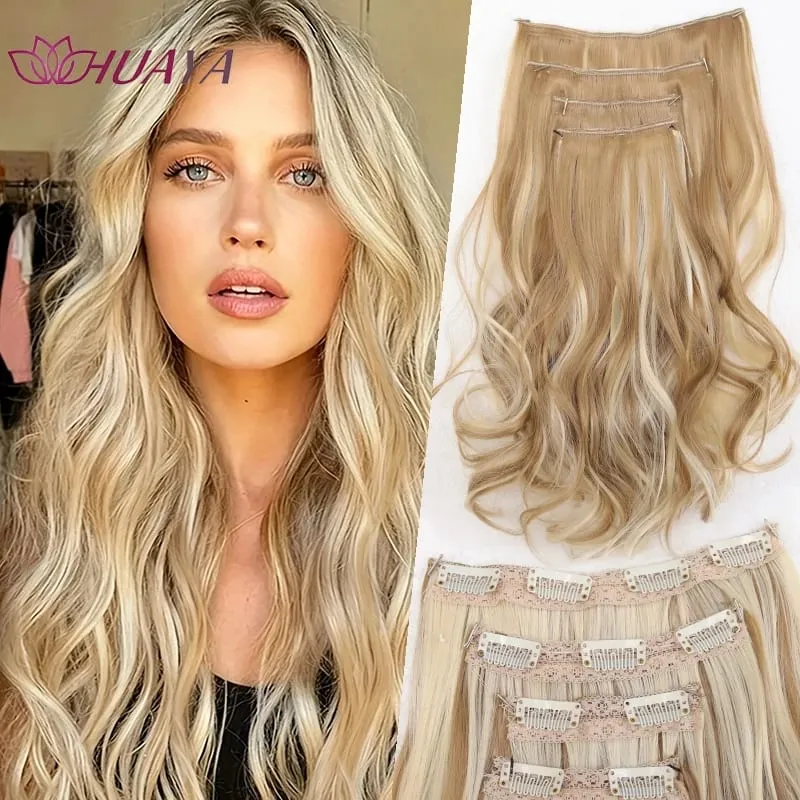 4‑Pcs Clip‑in Synthetic Hair Extensions Long Wavy Curly Heat‑Resistant Hair Pieces for Daily and Party Wear — image 11