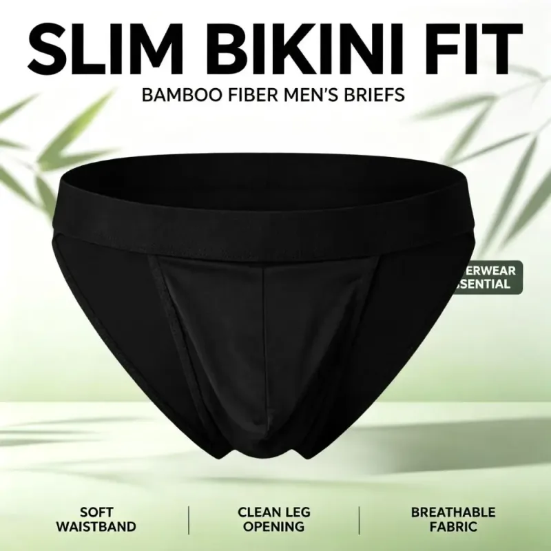 Soft Bamboo Fiber Men High‑Cut Bikini Briefs Integrated Pouch Moisture Wicking Athletic Underwear for Gym Training 1 3Pcs Set — image 8