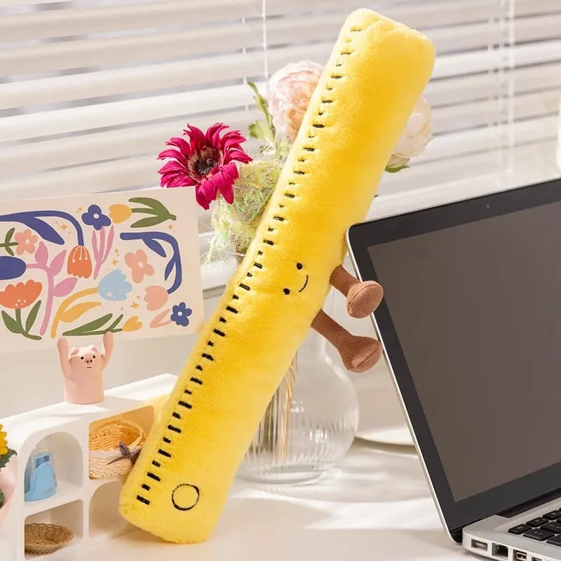 Kawaii Stationery Commodity Plush Toy Stuffed Humanoid Ruler Book Pencil Sharpener Eraser Pillow Decoration Gift