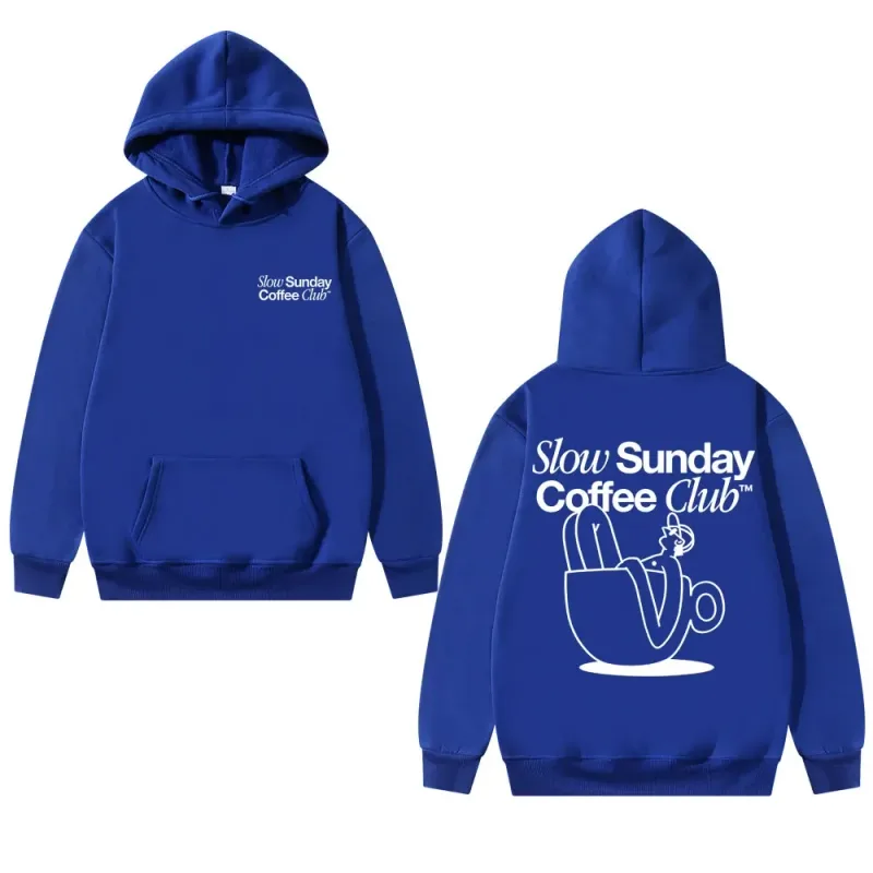 Unisex Slow Sunday Coffee Club Hoodie Pullover Funny Meme Vintage Casual Streetwear Sweatshirt, Multiple Colors Available — image 8