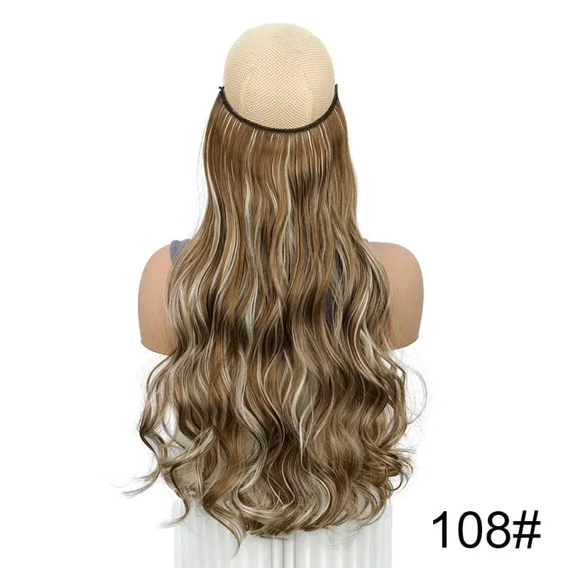 18Inch Synthetic Long Curly Fish Line Hairpiece Invisible Wire Halo Hair Extensions Heat Resistant Fluffy for Daily Styling — image 15