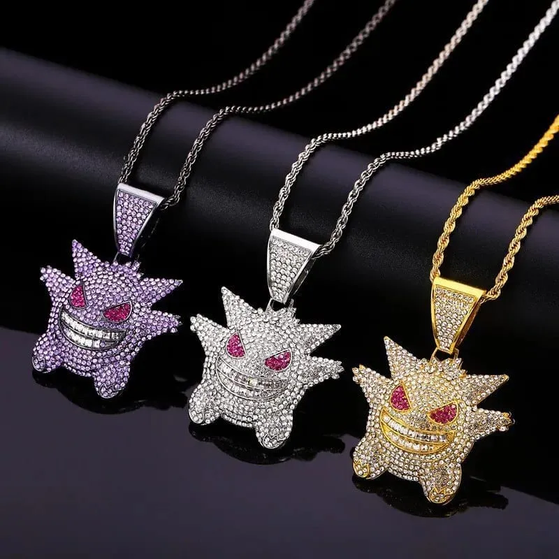 New Cartoon Pokemon Gengar Anime Figure Metal Necklace Decorative Necklace Hip Hop Necklace Jewelry Accessories Boys Gifts Toys — image 1