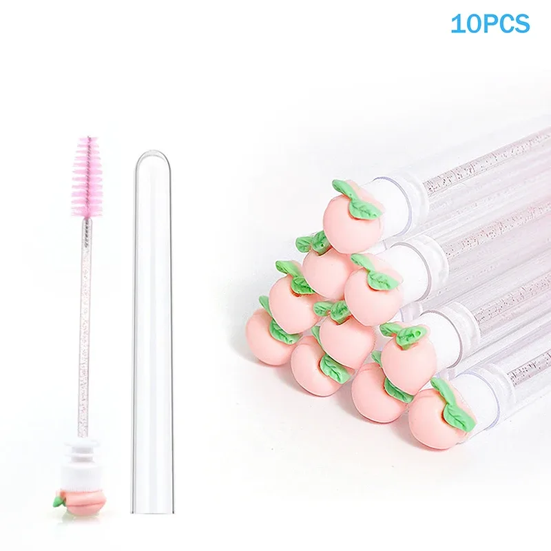 10PCS/Set Fruit Collection Mascara Brush Reusable Lash Brush Tube Spoolies Lash Extension Brushes Applicators Makeup Tools