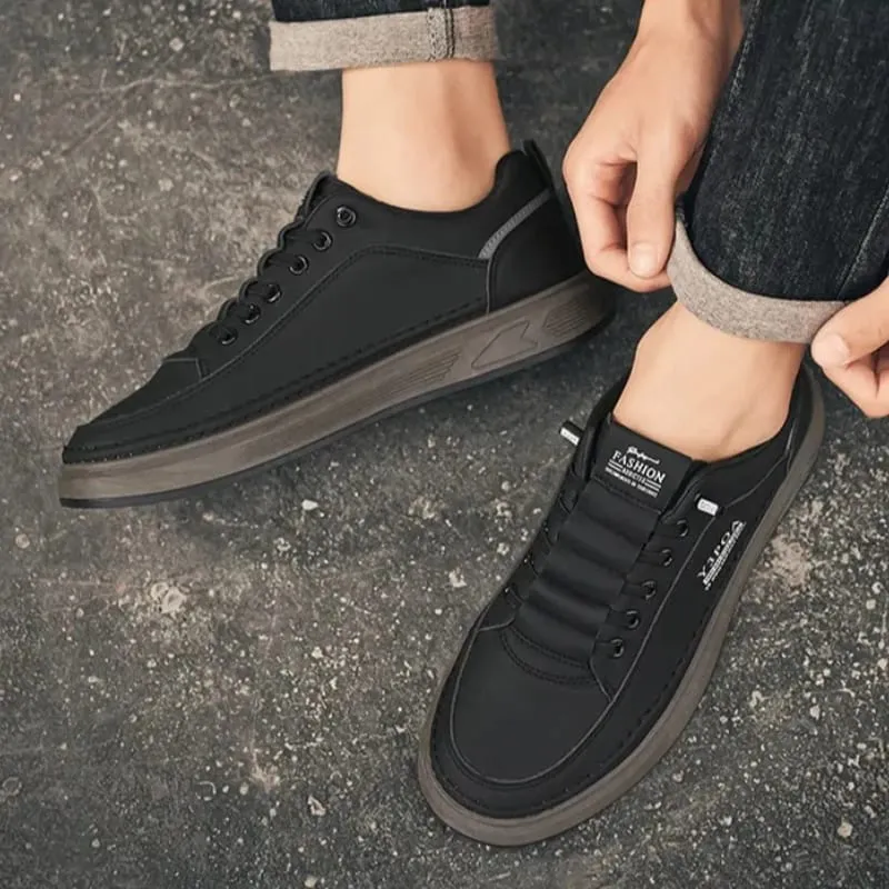 Men's White Platform Sneakers Leather Breathable Walking Slip on Casual Sneakers Shoes Male Flats Rubber Sole Zapatillas Hombre — image 4