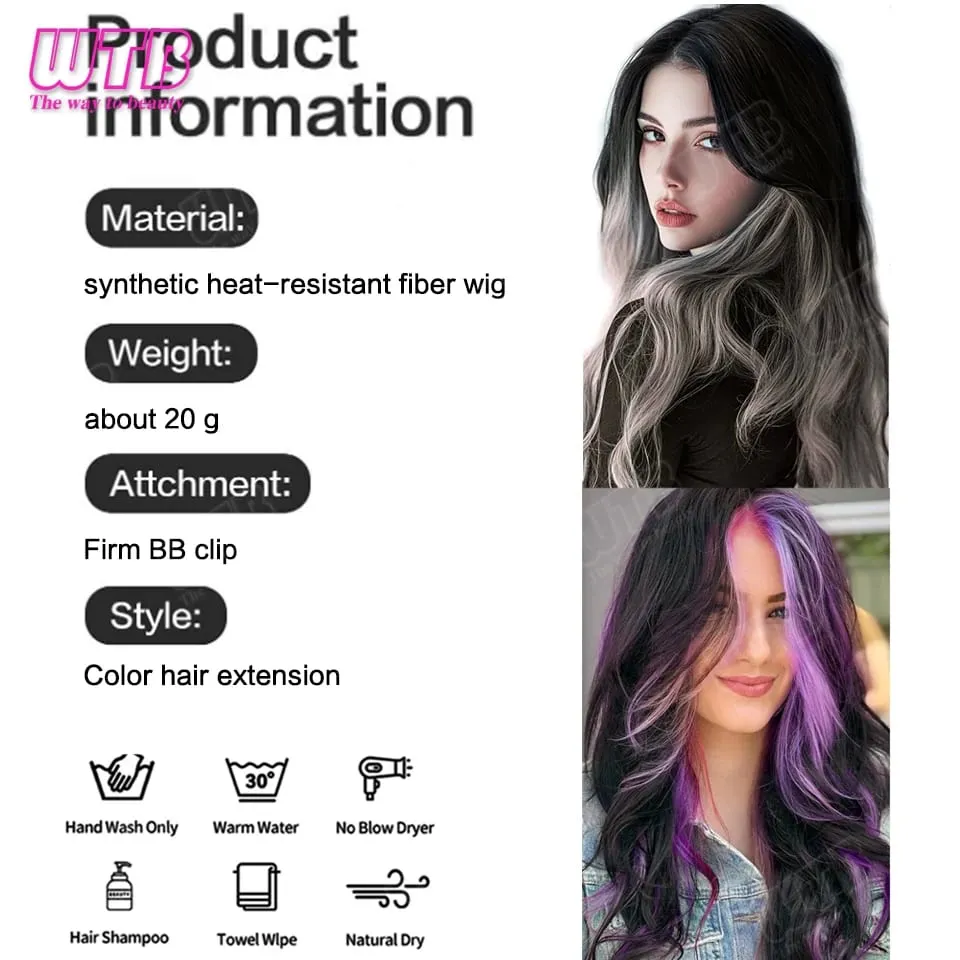 2 Pcs Synthetic Wig BB Clip Style Color Curling Hair Extension Wig Suitable for Women's Daily Wear Holidays and Parties