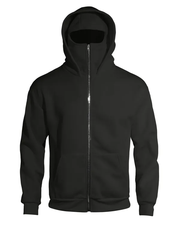 Autumn Men's Double-Layer Hooded Zip-Up Sweatshirt Loose Casual Fit with Front Pockets Ideal for Outdoor and Streetwear Style