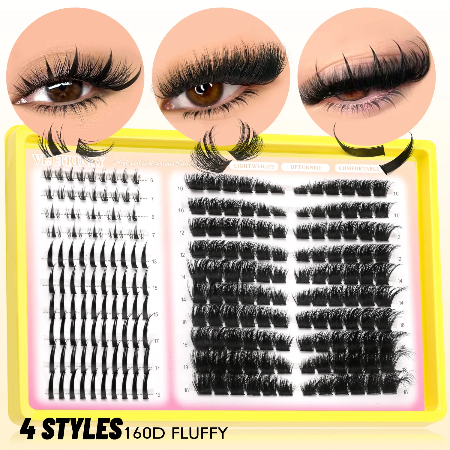 4-in-1 208pcs Lash Clusters 1style Manga Lash+2 style Spiky Botoom Lash+1 style Cat Eye Eyelashes DIY Clusters Lashes — image 4