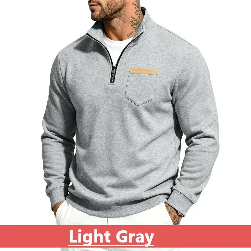 Men 2026 Autumn Winter Hot Item Fleece Lined Stand Collar Loose Vintage Sweatshirt Casual Commuter Fashion Male Daily Outerwear