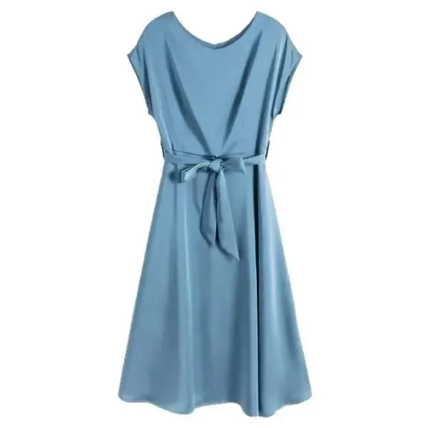 Casual Loose plus Size Solid Color Dress Women's Summer New Style Cool Mom Clothes Long Midi Dress Slimming Effect — image 6