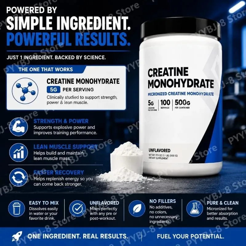 500g Creatine Monohydrate Powder Powder 100 Serving Mix with Water for Drinking Supplement Help Enhance Strength Sport Support — image 4