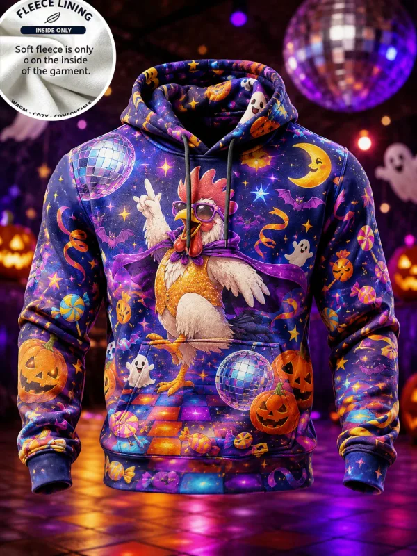 3D Print Halloween Fleece Hoodie Witch Black Cat Pumpkin Candy Skull Bowl Pullover Long Sleeve Kangaroo Pocket Sweatshirt — image 6