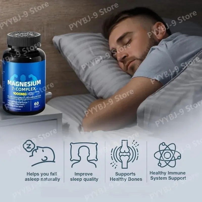 睡眠筋緩和のためのグリシン酸クエン酸リンゴ酸キレート亜鉛ビタミン D3 B6 を含むマグネシウム 7 複合体サプリメント 60 カプセル — image 5