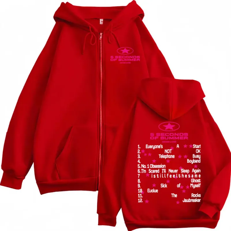 5 Seconds of Summer Everyone's A Star Album Tour Zipper Hoodies Mens Clothes Hip Hop Punk Jacket Sweatshirt Casual Zip Up Hoodie — image 5