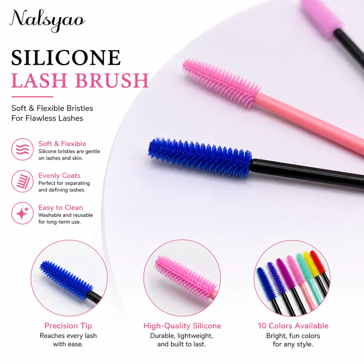 50 Pcs Disposable Silicone Mascara Stick Applicator Eyelash Extension Makeup Tools Eye Eyelashes Brushes Lash Makeup Brush