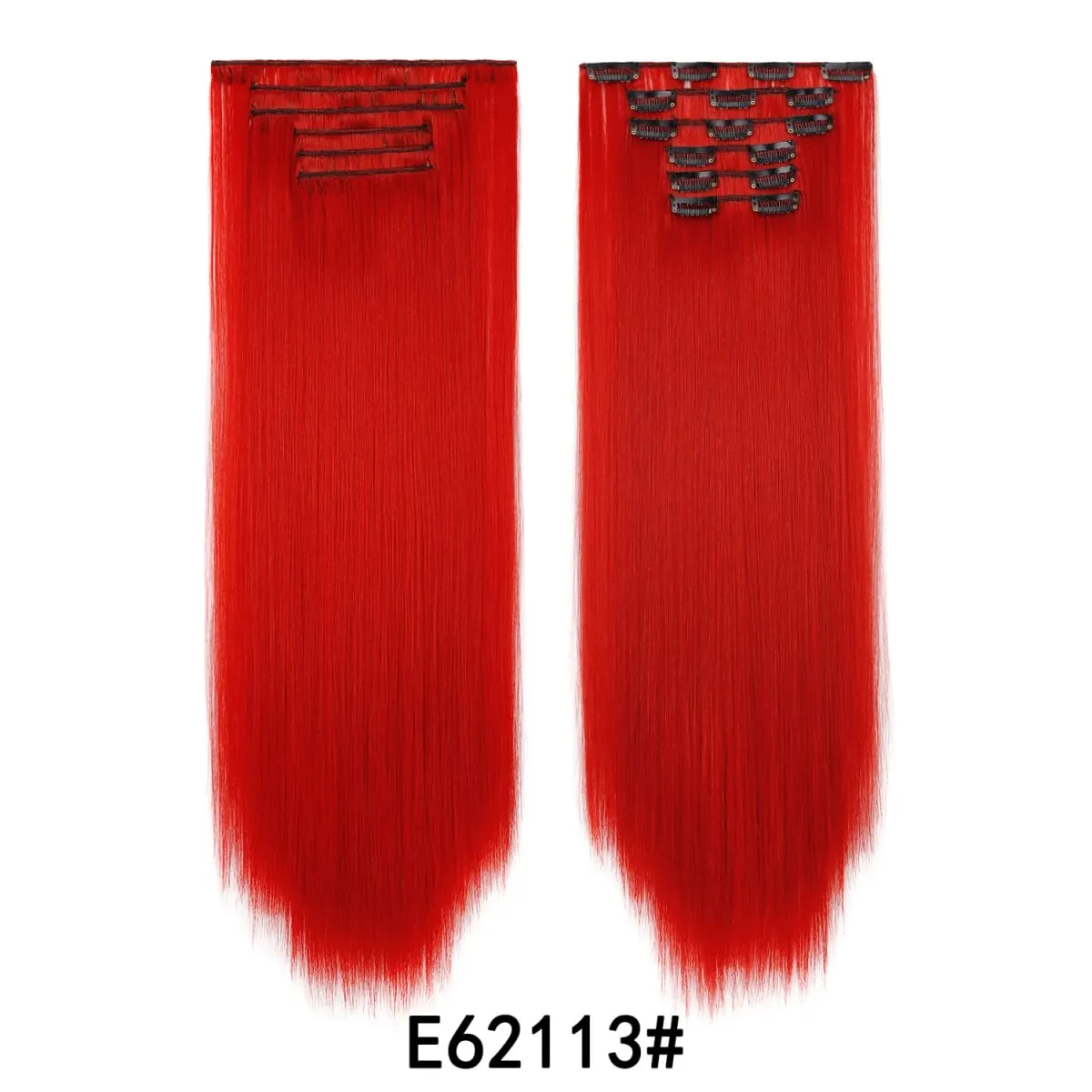 24 Inch 6PCS Clip In Hair Extensions Straight Synthetic Hair Extensions Dark Brown Long Natural Looking Hair Piece for Women