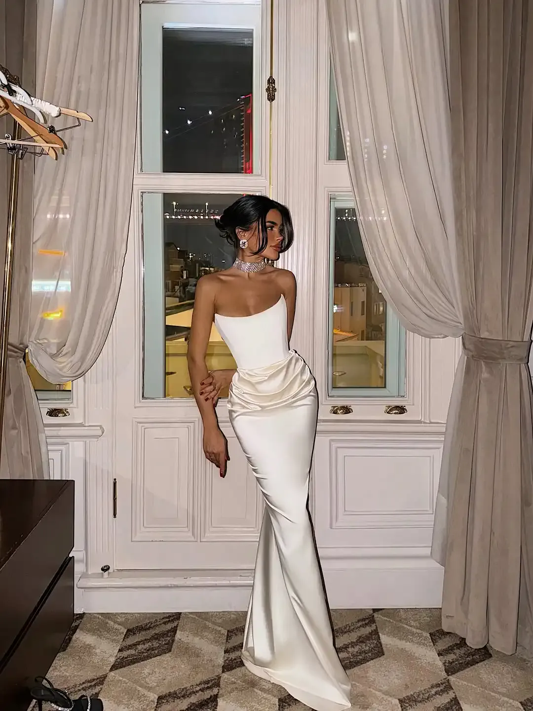 Sexy High Waist Strapless Maxi Dress Women Fashion Backless Sleeveless Pleated Satin Slim Robes Elegant Lady Party Evening Gowns — image 3