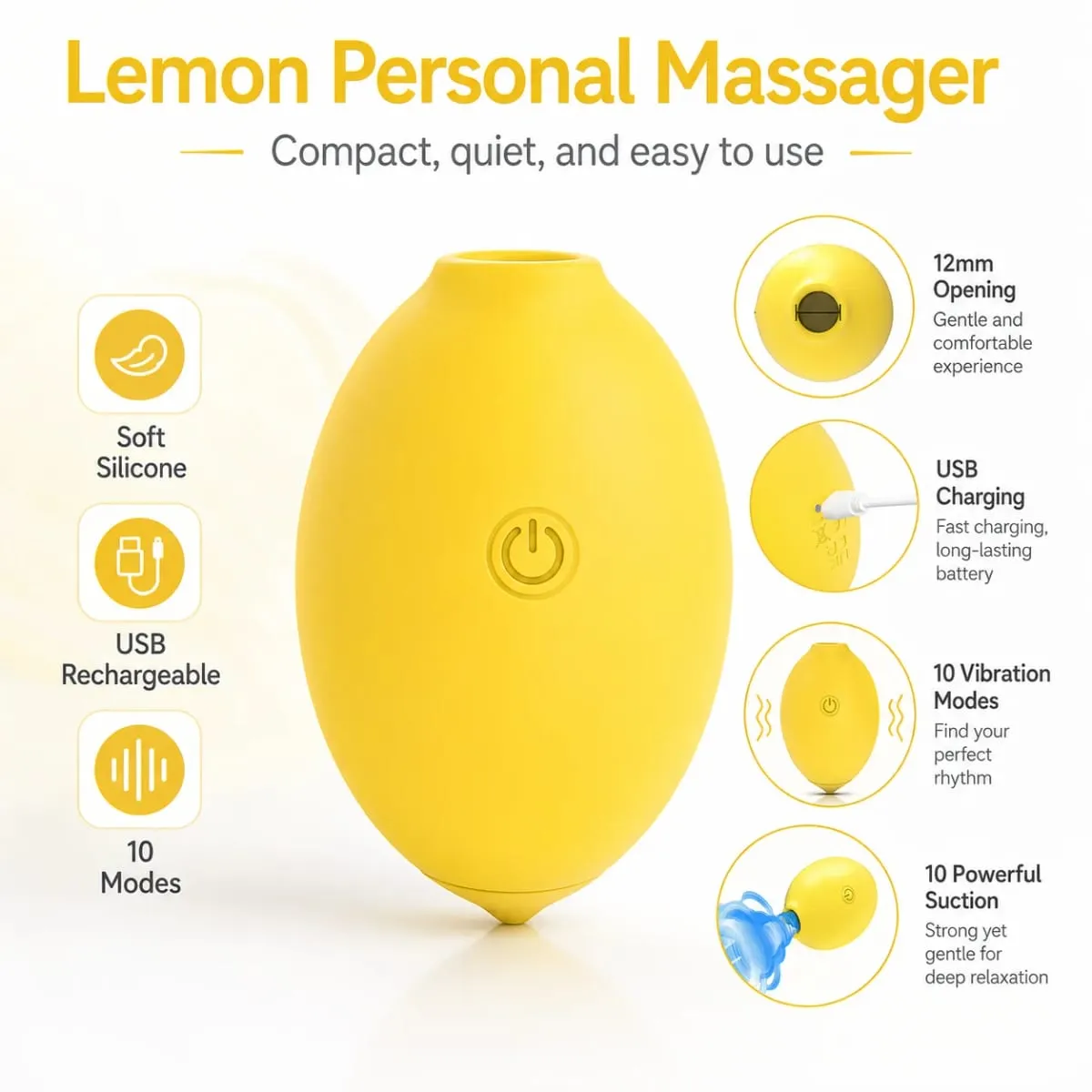 Vacuum Sucking Vibrator for Women Lemon Sex Toys Suction Clitoris Stimulator 10 Power Female Oral Nipple Clit Vibrating Sucker — image 6