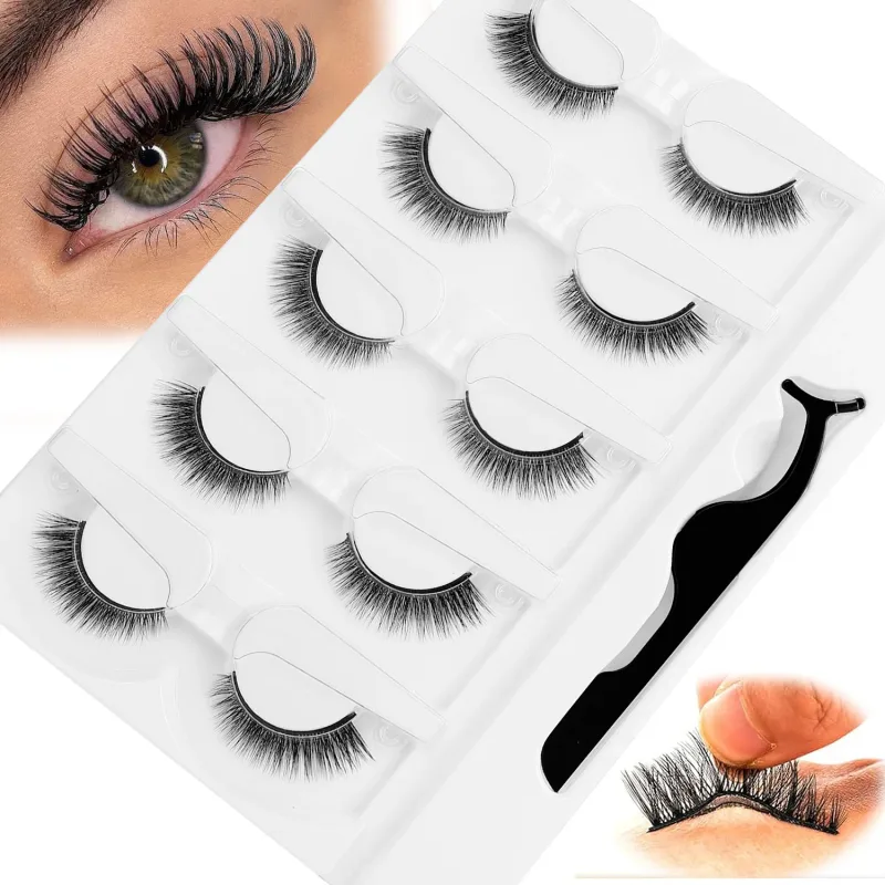 5 Pairs Glue-free Self-adhesive Eyelashes 3D Natural False Eyelash One Step Application Easy To Remove Eye Makeup Wholesale — image 7