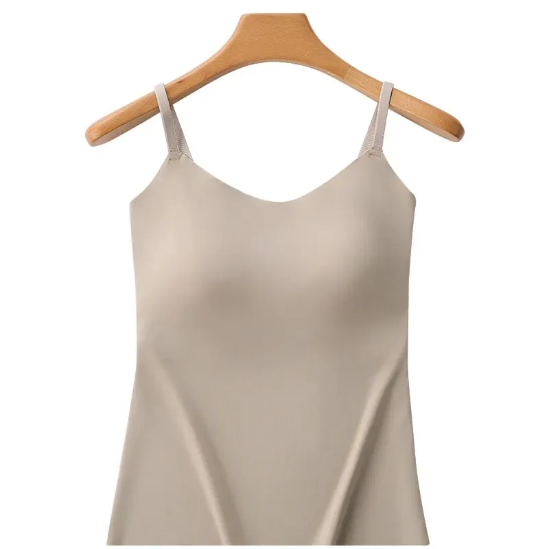 M-2XL Beautiful Back Sling Long Vest With Build-in Bra Women's Summer Fixed Cup Outer Wear Bottoming Top For 40-80kg — image 12