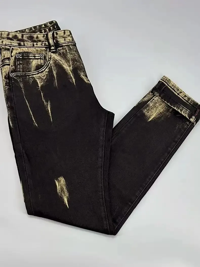High-quality American Retro Men Jeans 2026 autumn new micro-elastic popular wear-resistant wash slim straight pants — image 3