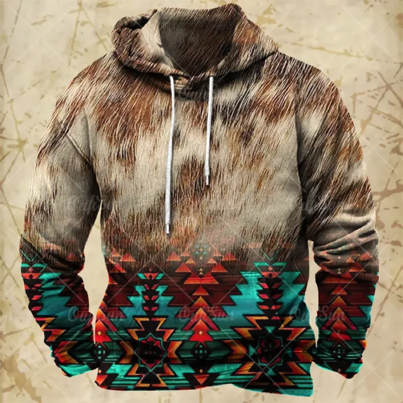 Vintage Hoodie For Men Harajuku 3D Print Autumn Long Sleeve Sweatshirts Oversized Y2k Clothing Men's Hoodies Fashion Streetwear