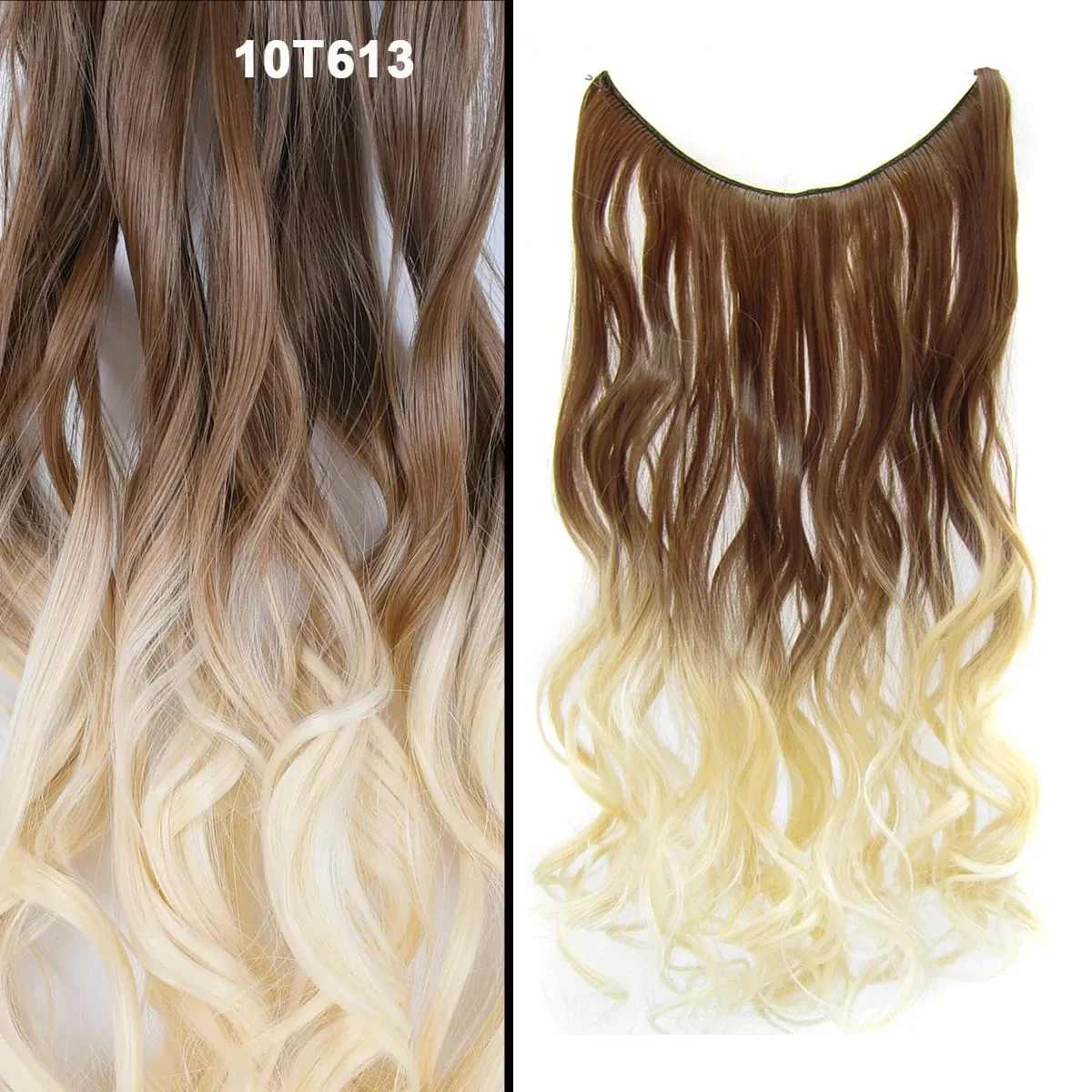 Jeedou Wavy Hair Extension Elasticity Invisible Wire Fish Line One Piece No Clips Synthetic Hairpieces Ombre Color For Ladies — image 48